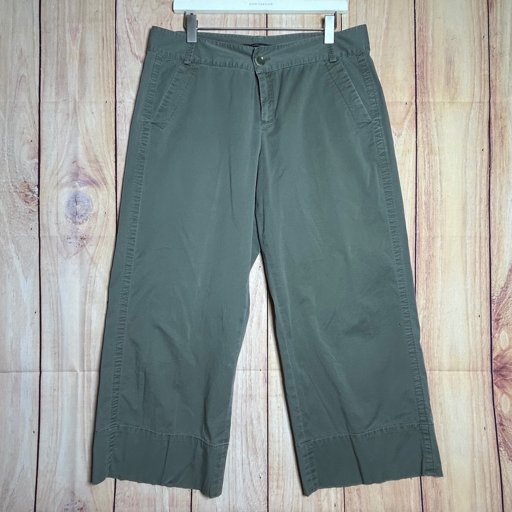 ISDA & CO Cropped Pants Women 14‎ Green Wide Leg Cotton Stretch Utility Gorpcore